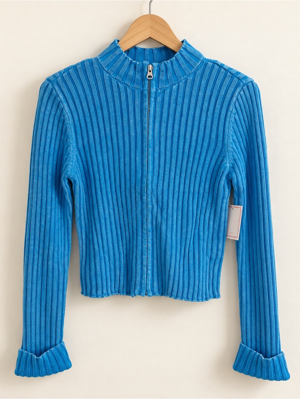 Stitch Fix Kids Design History Ribbed Zip-Front Girl Top in Blue NWT Size XL
